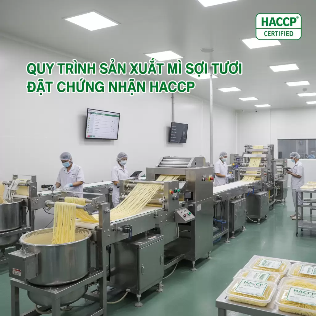 Quy trình sản xuất mì sợi tươi khép kín đảm bảo vệ sinh an toàn thực phẩm theo tiêu chuẩn quốc tế